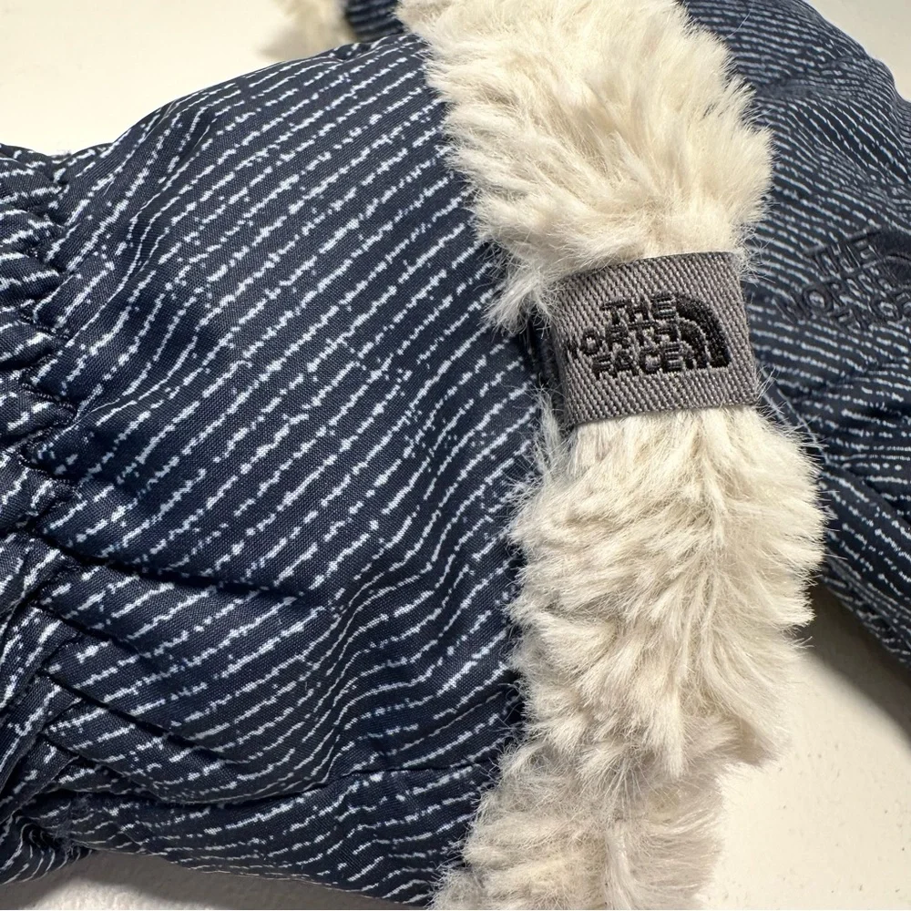 THE NORTH FACE Girls Mittens Cozy Fleece Lined Denim Color Size Medium 8-9 Years